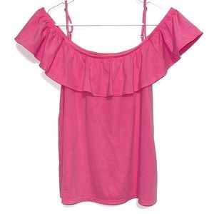 Lilly Pulitzer Tamiami off shoulder ruffle top tiki pink size small